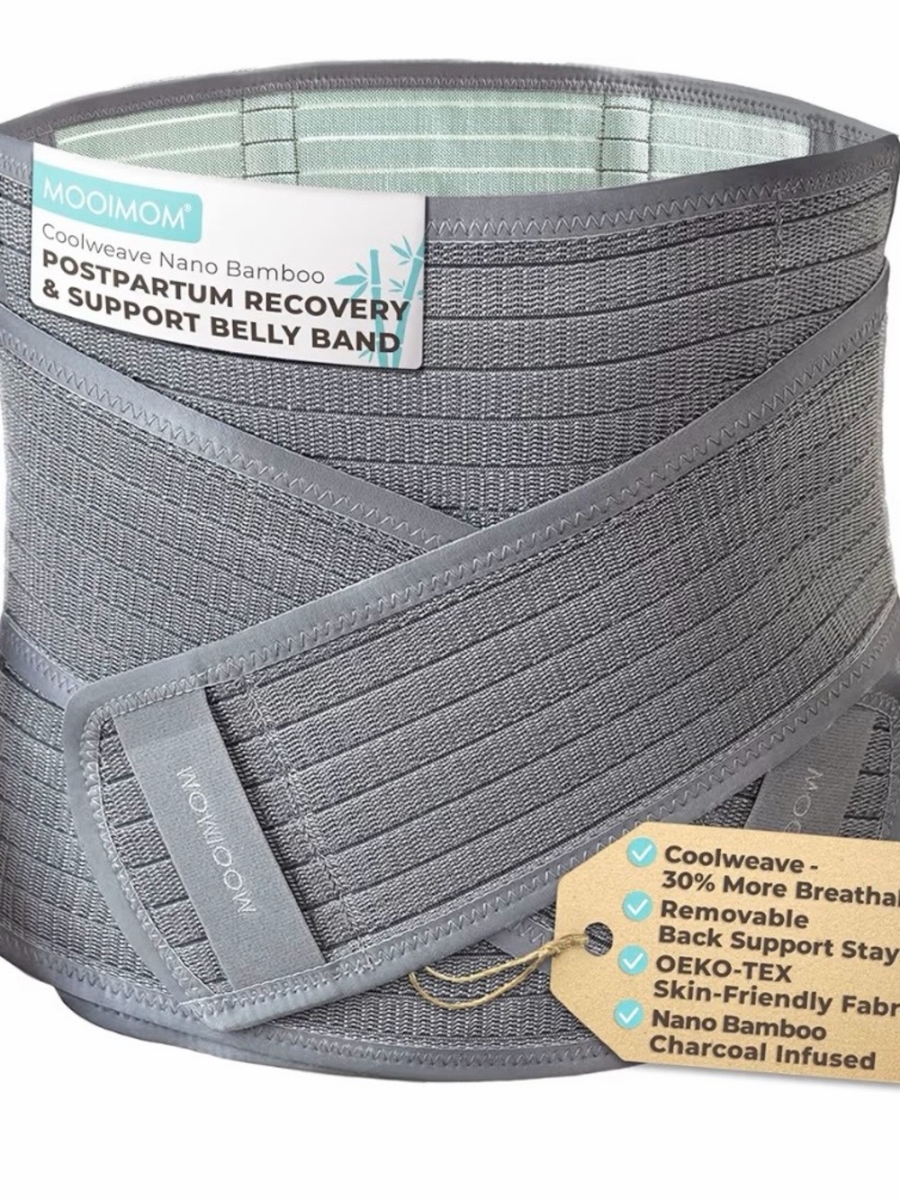 Gray Postpartum Recovery & Support Belly Band- size Large